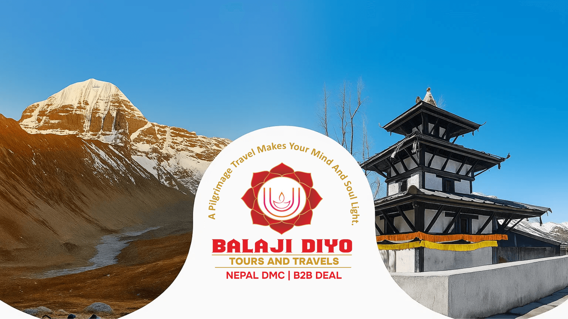 Mountain landscape with traveler